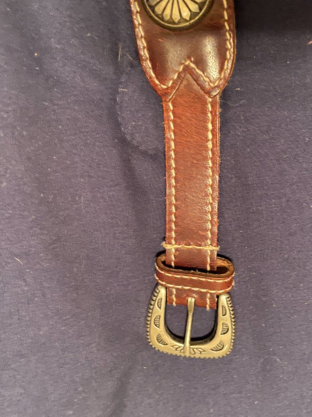 Womens Brown Leather Western Concho Belt - Picture 4 of 4
